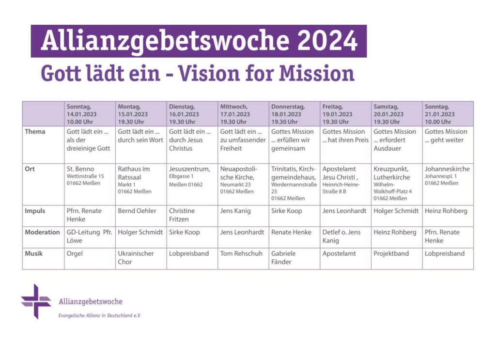 Programm Allianzgebetswoche 2024